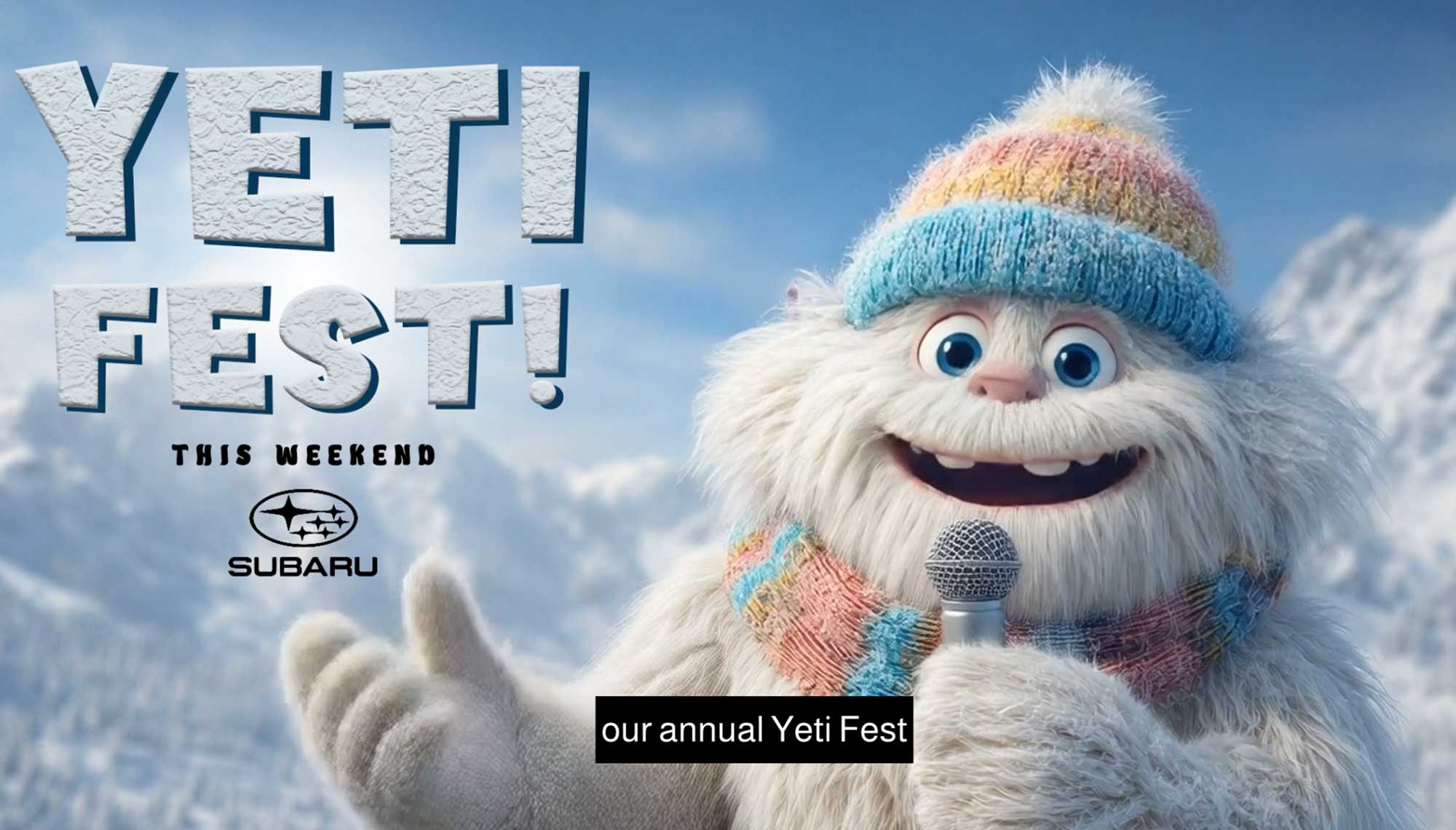 AI image of an animated yeti giving a snow report